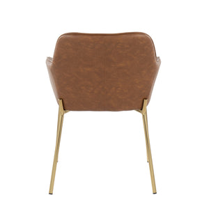 English Elm Daniella Contemporary Dining Chair Set of 2 – Gold Metal Frame, Camel Faux Leather Upholstery, Cushioned Comfort Camel B202S01325