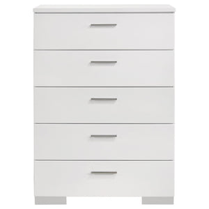 English Elm Dulcey California King Bedroom Set with Led Headboard and High Gloss White Lacquer Finish B062S01787
