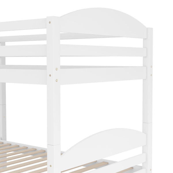 English Elm Twin L-shaped Mission Bunk with Trundle Sleeps Five Solid Pine Kids Room Bed LT000024AAK
