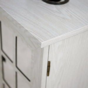 English Elm 45" Mirrored Acrylic Door Sideboard Mdf Buffet Cabinet with Adjustable Shelves White Oak W2899P372749