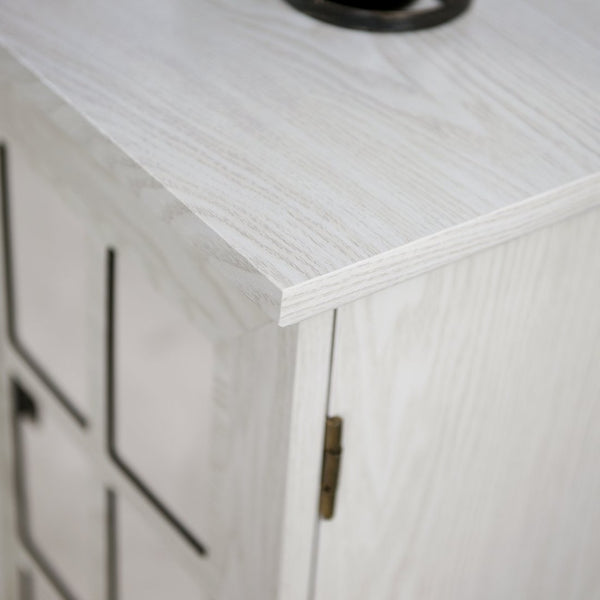 English Elm 45" Mirrored Acrylic Door Sideboard Mdf Buffet Cabinet with Adjustable Shelves White Oak W2899P372749