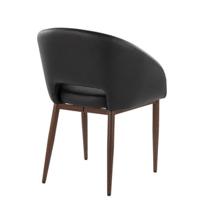 English Elm Chair Set of Two with Tapered Walnut Metal Legs and Off-white Upholstered Seats Black,Walnut B202S02117