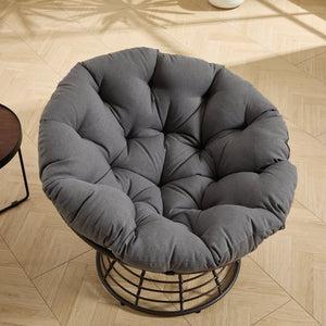 English Elm Comfortable Rattan Papasan Swivel Chair Overstuffed Cushion Bohemian Lounge Seating W640P443551