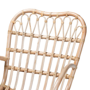 English Elm Modern Rattan Accent Chair Woven Openwork Back Bohemian Coastal Living Room Seat B2750P420377
