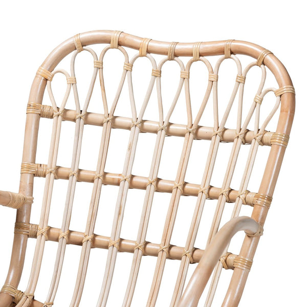 English Elm Modern Rattan Accent Chair Woven Openwork Back Bohemian Coastal Living Room Seat B2750P420377