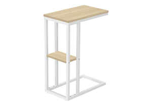 English Elm Accent Table, C-Shaped Modern Design For Living Room & Bedroom - Space-Saving Snack & Laptop Stand B2710P219403