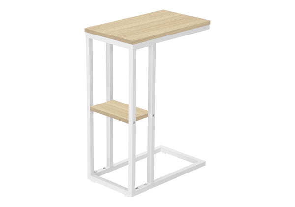English Elm Accent Table, C-Shaped Modern Design For Living Room & Bedroom - Space-Saving Snack & Laptop Stand B2710P219403
