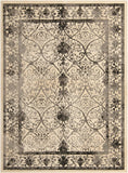 Unique Loom La Jolla Traditional Machine Made Floral Rug Ivory and Gray, Black/Gray/Ivory 9' 0" x 12' 0"