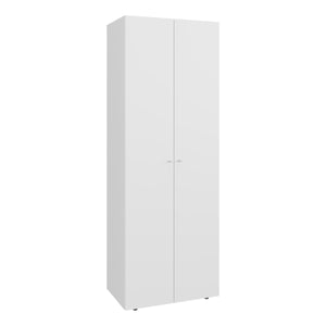 English Elm Home 2 Doors Closet System Armoire with Hanging Rod & Shelf, Compact 66.9" Tall White Storage Solution B200P350352