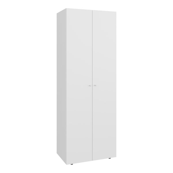 English Elm Home 2 Doors Closet System Armoire with Hanging Rod & Shelf, Compact 66.9" Tall White Storage Solution B200P350352