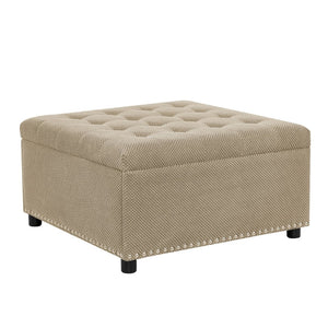English Elm Storage Ottoman Tufted Nailhead Trim Lift Top Footstool for Living Room or Bedroom Camel W5568P447106