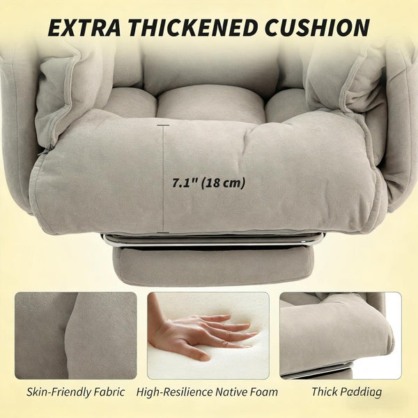 English Elm Reclining High Back Desk Chair with Flannel Cushioning and Extendable Footrest T3971P440171