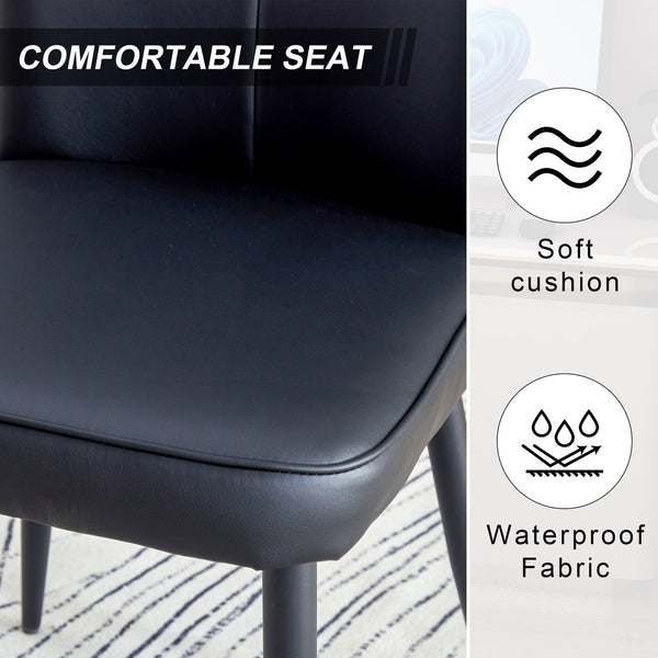English Elm Modern PU Chair Set for Home Dining and Living Rooms with Ergonomic Curved Back, Metal Legs, Easy-Clean Upholstery and High-Density Cushion Black 27.5 L x 22.5 W x 25.5 H W1512P381397