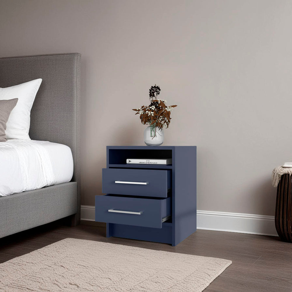 English Elm Kronos Blue 2-Drawer Floating Nightstand With Open Shelf - Modern Space-Saving Storage Solution B062P389903