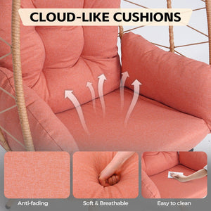 English Elm Oversized Swivel Rattan Egg Chair with Plush Cushions for Patio or Indoor Lounging T5880P501005