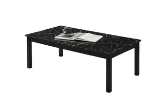 English Elm Contemporary 3-Piece Table Set With Faux Marble Top & Solid Wood Legs - Stylish Living Room Decor B2741P391801