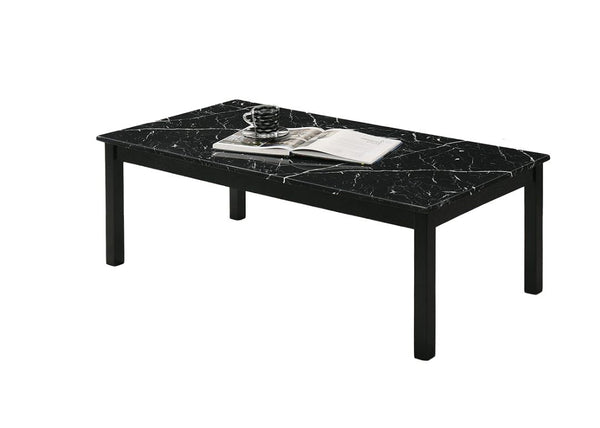 English Elm Contemporary 3-Piece Table Set With Faux Marble Top & Solid Wood Legs - Stylish Living Room Decor B2741P391801