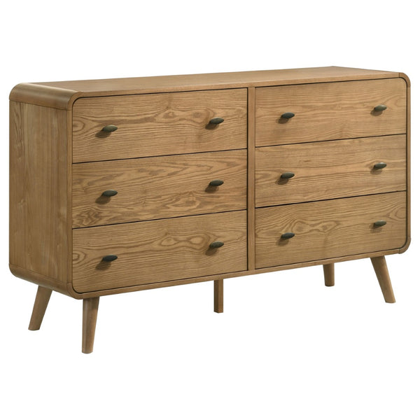 English Elm Winston Six Drawer Mid-century Dresser with Walnut Veneer Finish and Tapered Legs Light Ash B062P451714