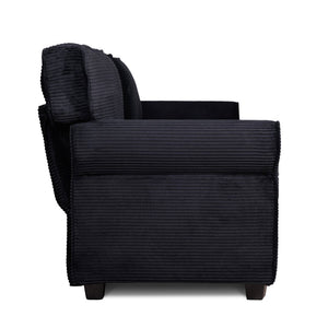 English Elm 94" Corduroy Three Seater Sofa Deep Cushioned Solid Wood Frame Modern Living Room Couch Black W2715S00008