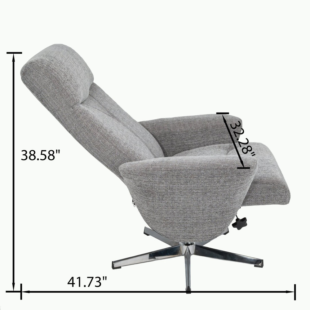 English Elm Swivel Faux Leather Manual Recliner with Ottoman Ergonomic Lounge Chair for Living Room W1622P460966