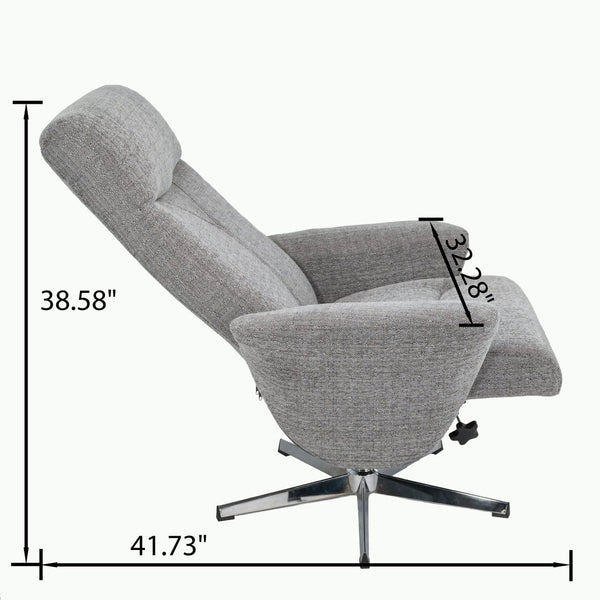 English Elm Swivel Faux Leather Manual Recliner with Ottoman Ergonomic Lounge Chair for Living Room W1622P460966
