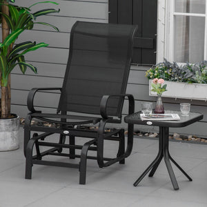 English Elm Outsunny Steel Frame Outdoor Glider Chair with Sling Mesh Seat for Patio Backyard W2225P174335