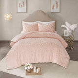 Madison Park Laetitia Shabby Chic 3-Piece Tufted Cotton Chenille Medallion Duvet Cover Set MP12-5980 Blush