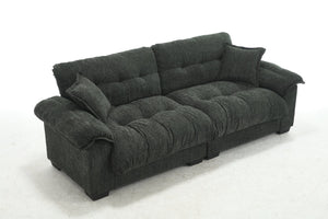 English Elm Casual 3-Seater Chenille Sofa In Elegant Green - Modern Minimalist Design For Ultimate Comfort & Style W2100S00214