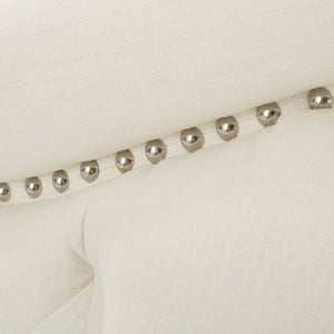 English Elm Tufted Queen Headboard with Nailhead Trim Solid Wood Frame Adjustable Iron Legs Ivory 57875.00IVY