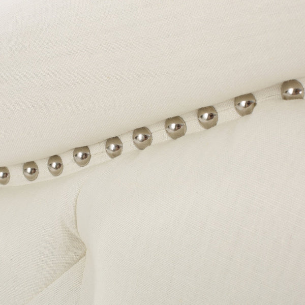 English Elm Tufted Queen Headboard with Nailhead Trim Solid Wood Frame Adjustable Iron Legs Ivory 57875.00IVY