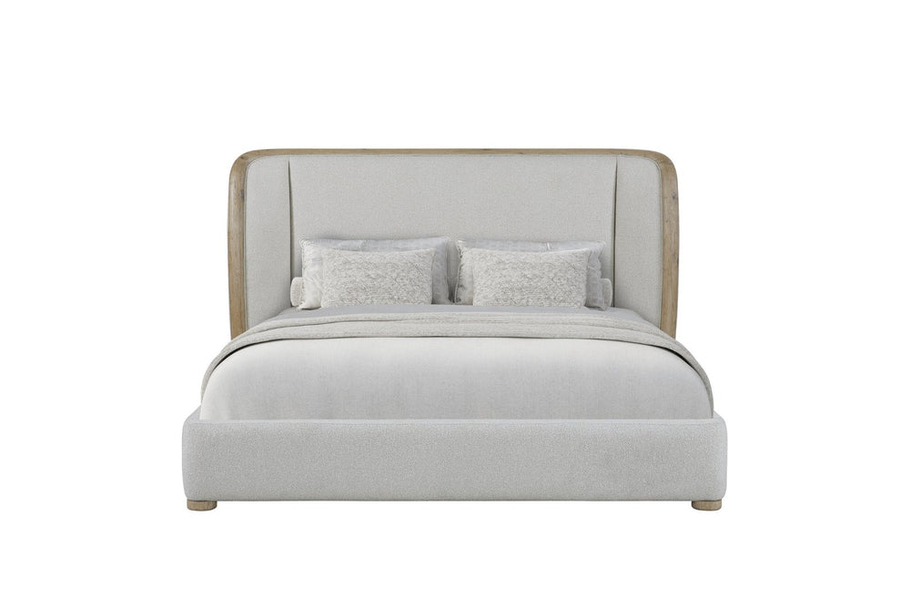 English Elm Queen Channel Tufted Upholstered Bed Knotty Pine Wood Frame Transitional Bedroom B2699S00109