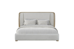 English Elm Queen Channel Tufted Upholstered Bed Knotty Pine Wood Frame Transitional Bedroom B2699S00109