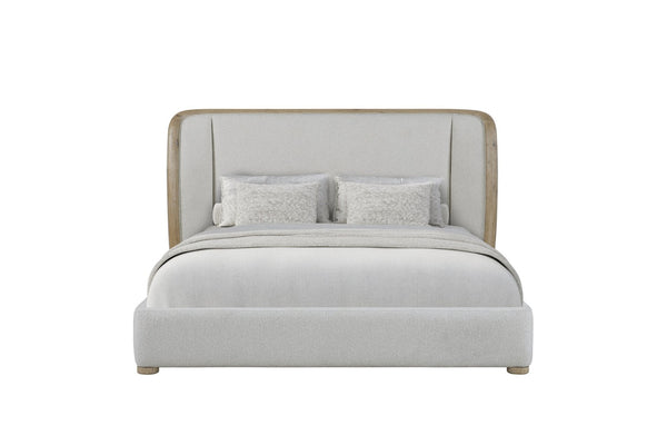 English Elm Queen Channel Tufted Upholstered Bed Knotty Pine Wood Frame Transitional Bedroom B2699S00109