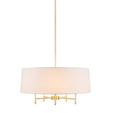 Hampton Hill Presidio Transitional 5-Light Dimmable Chandelier with Drum-shaped Fabric Shade & Adjustable Height MPS150-0067 Gold/White