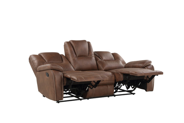English Elm Steve Silver - Katrine 3-Piece Living Room Set with Faux-Leather Baseball Stitching, Padded Headrests & Recline Dark Brown B081S00237