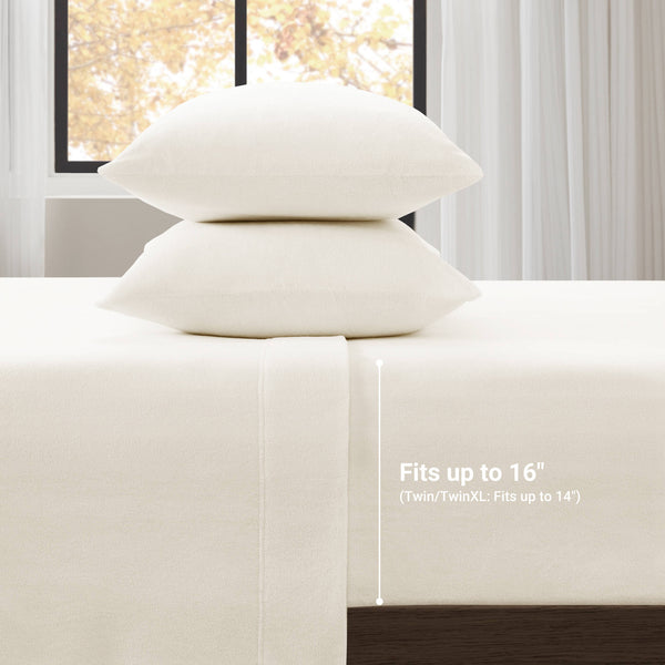 JLA Home True North by Sleep Philosophy - Sheet Micro Fleece Sheet Set — Ultra-Soft, OEKO-TEX Certified, Breathable Warmth, Pill-Resistant Comfort Ivory PC20-125