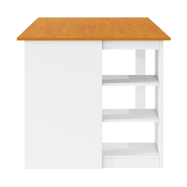 English Elm Topmax 5-Piece Farmhouse Counter Height Dining Set With Storage Shelves & Upholstered Chairs, White N717S000141K-GIGA