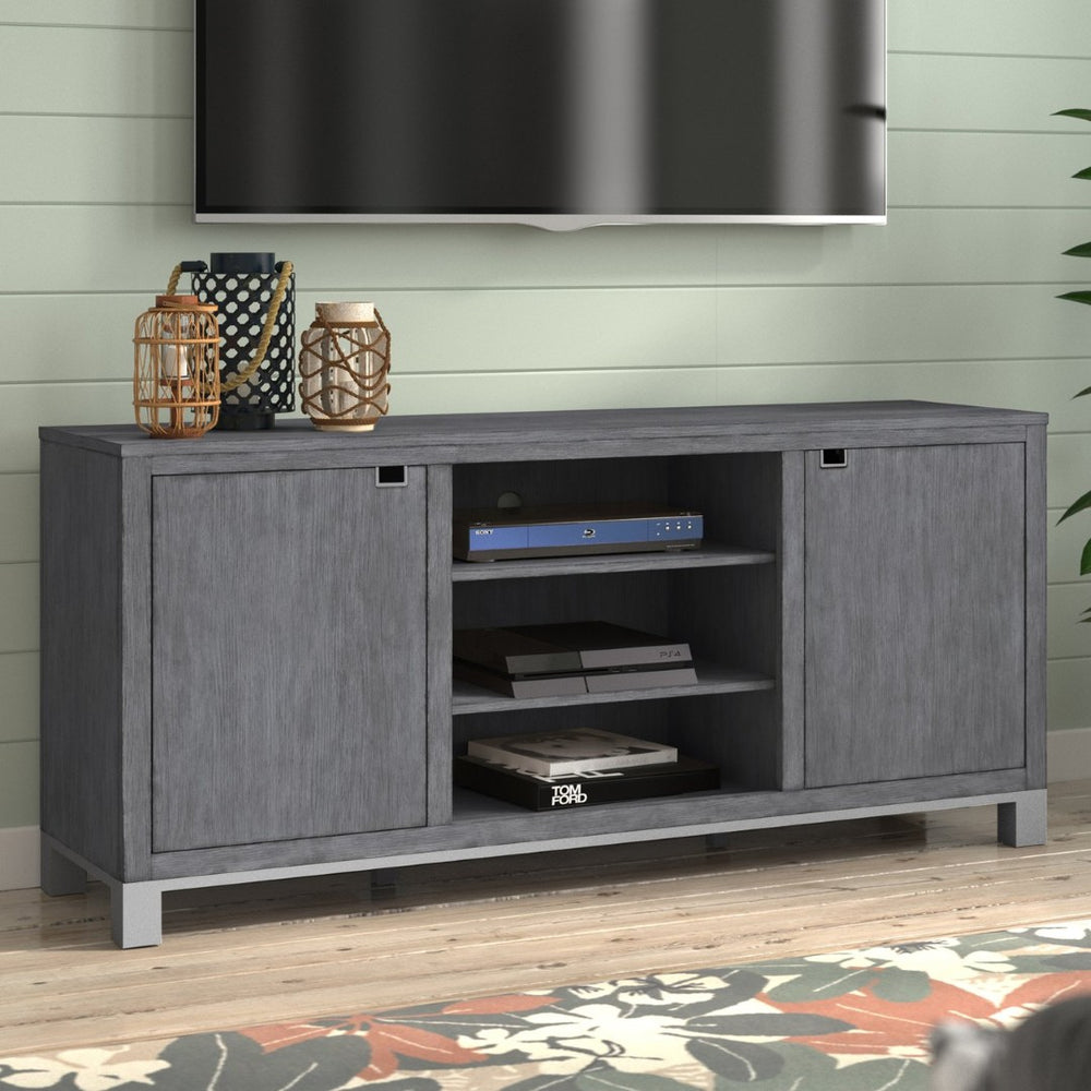 English Elm Pacific Heights Scandinavian Ash Grey Media Console with Open Shelving for Living Rooms B108P481209