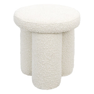 English Elm Ashcroft Furniture - Wesley Ivory Boucle Stool — Cozy Mushroom Ottoman, Sherpa Upholstery, Compact 15.9"x10"x20.3" B183P281196
