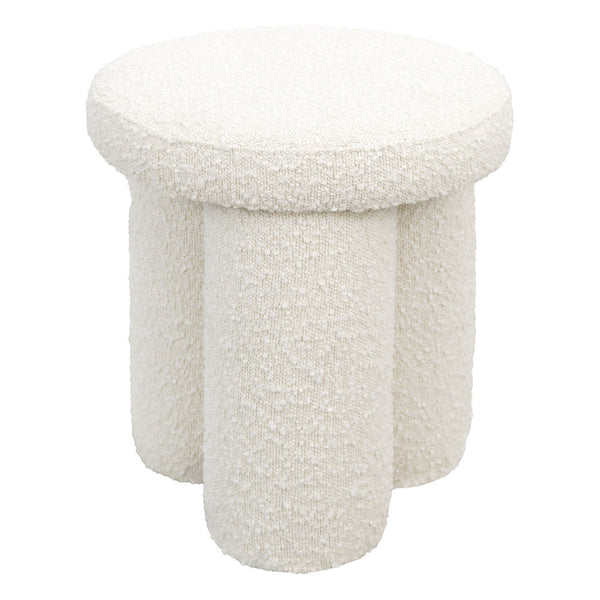 English Elm Ashcroft Furniture - Wesley Ivory Boucle Stool — Cozy Mushroom Ottoman, Sherpa Upholstery, Compact 15.9"x10"x20.3" B183P281196
