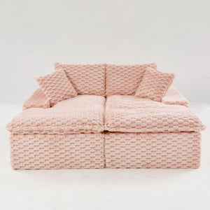 English Elm Pink Turtle Velvet Double Chaise Lounge – Versatile Lazy Sofa With Plush Comfort For Stylish Relaxation W3371S00030-GIGA