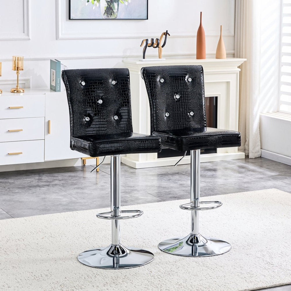 English Elm 4-pack Pu High-back Dining Chairs with Powder-coated Metal Legs for Modern Kitchens Black W3875P371070