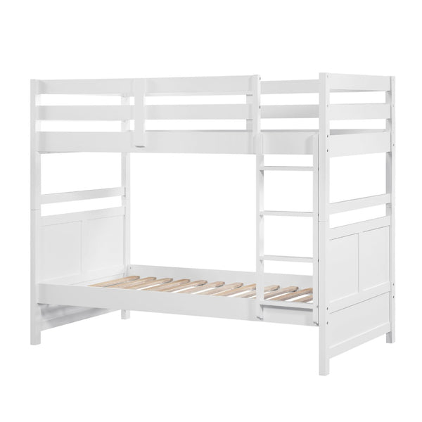 English Elm Bunk Bed Twin Over Solid Wood Frame with Guard Rails for Kids Shared Rooms White B011S02321