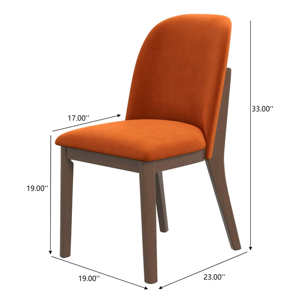 English Elm Ashcroft Furniture - New Kaitlyn Burnt Orange Velvet Dining Chairs Set of 2 – Mid-Century Solid Wood Legs, Cozy Durable Seats, Stylish Kitchen Dining Accent (33") B183P231980