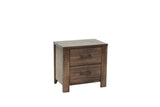 English Elm Oak Finish 1 Piece Nightstand Wooden Bedside Table 2X Drawers Storage Bedroom Furniture