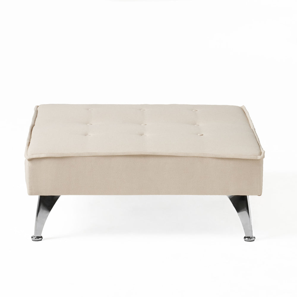 English Elm Christopher Knight Home® - OTTOMAN Reclining Ivory Fabric Chair with Chrome Legs — Convertible Sofa Bed, Compact Comfort Space-Saver 57445.00IVY