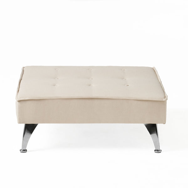 English Elm Christopher Knight Home® - OTTOMAN Reclining Ivory Fabric Chair with Chrome Legs — Convertible Sofa Bed, Compact Comfort Space-Saver 57445.00IVY