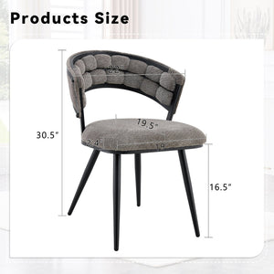 English Elm Set of 2 Chenille Tufted Dining Chairs with Metal Legs Modern Kitchen Seating Black,Gray W3875P370854