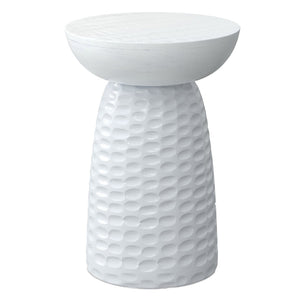 English Elm Boyd Solid Mango Wood Accent Table Hand Carved Artisan Piece for Modern Living White B136P414664