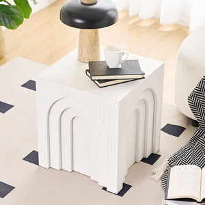 English Elm 15.74'' Modern Square Side Table Compact Accent Nightstand MDF Imitation Wood Durable Stylish Decor White W876P245148